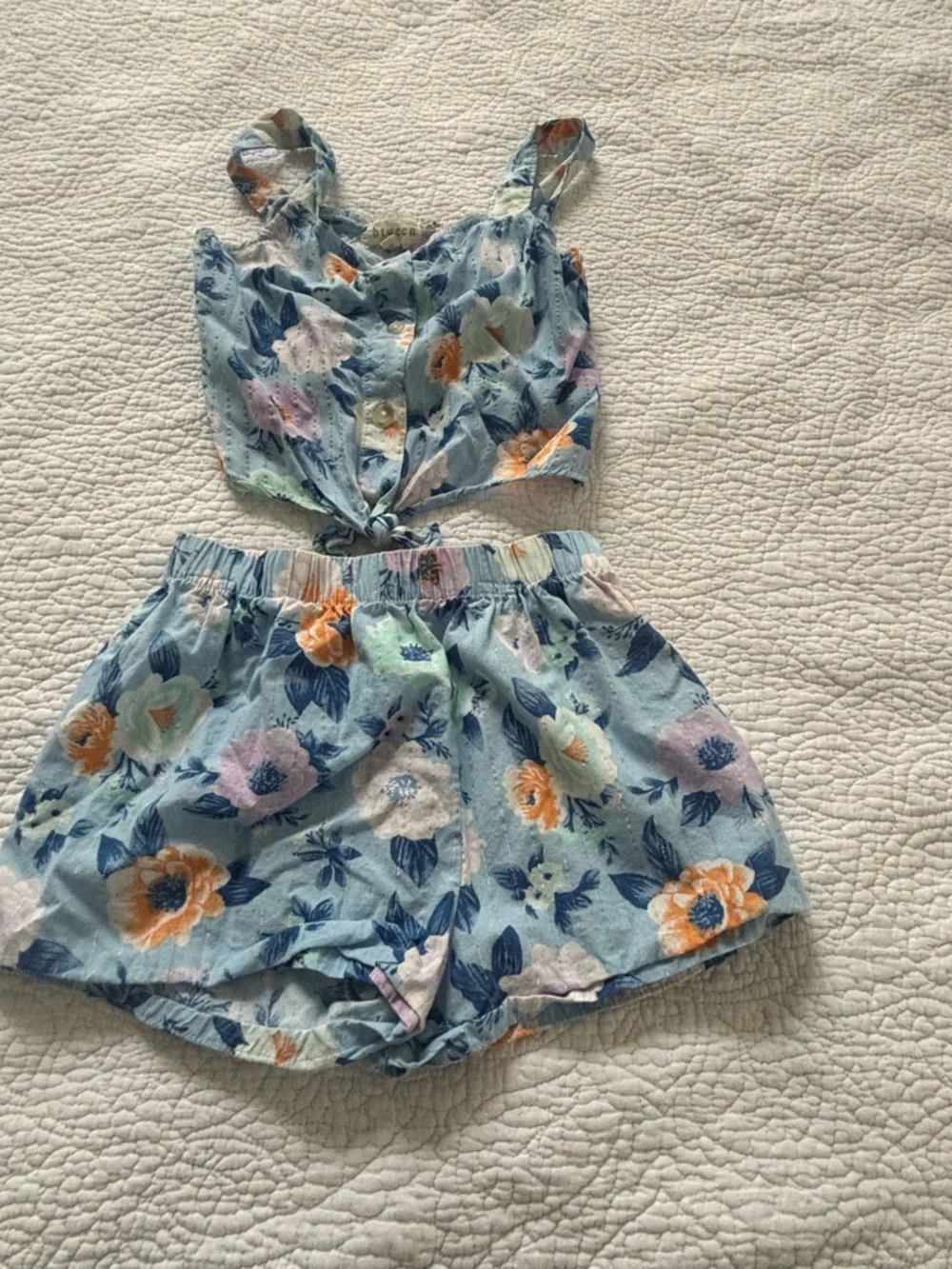 btween girls summer Sky Blue Floral two piece set - size 6. - Picture 4 of 4